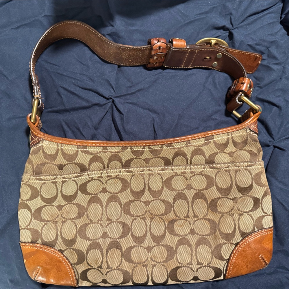 Coach Vintage Brown and Tan Patterned Shoulder Bag